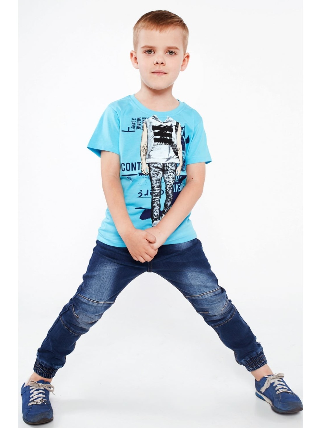 Boy\'s T-shirt with print, blue NDZ4462 - Online store - Boutique